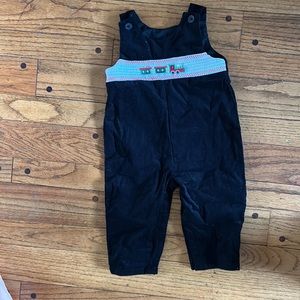 New with tags black corduroy, holiday overalls, size 12 months